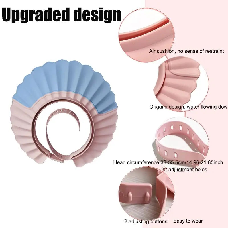 Adjustable Baby Shower Cap Hair Wash Hat with Eye And Ear Protection for Safe Shampoo Bathing Kids Shower Head Cover sun hat