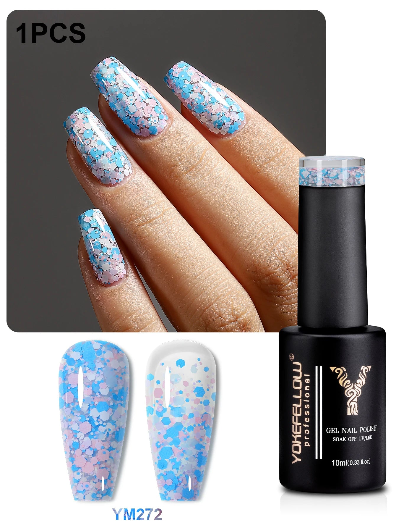2024 New YOKEFELLOW 10ML Reflective Glitter Gel Nail Polish Soak Off UV Gel Varnish Colorful Nail Gel Polish For Manicure
