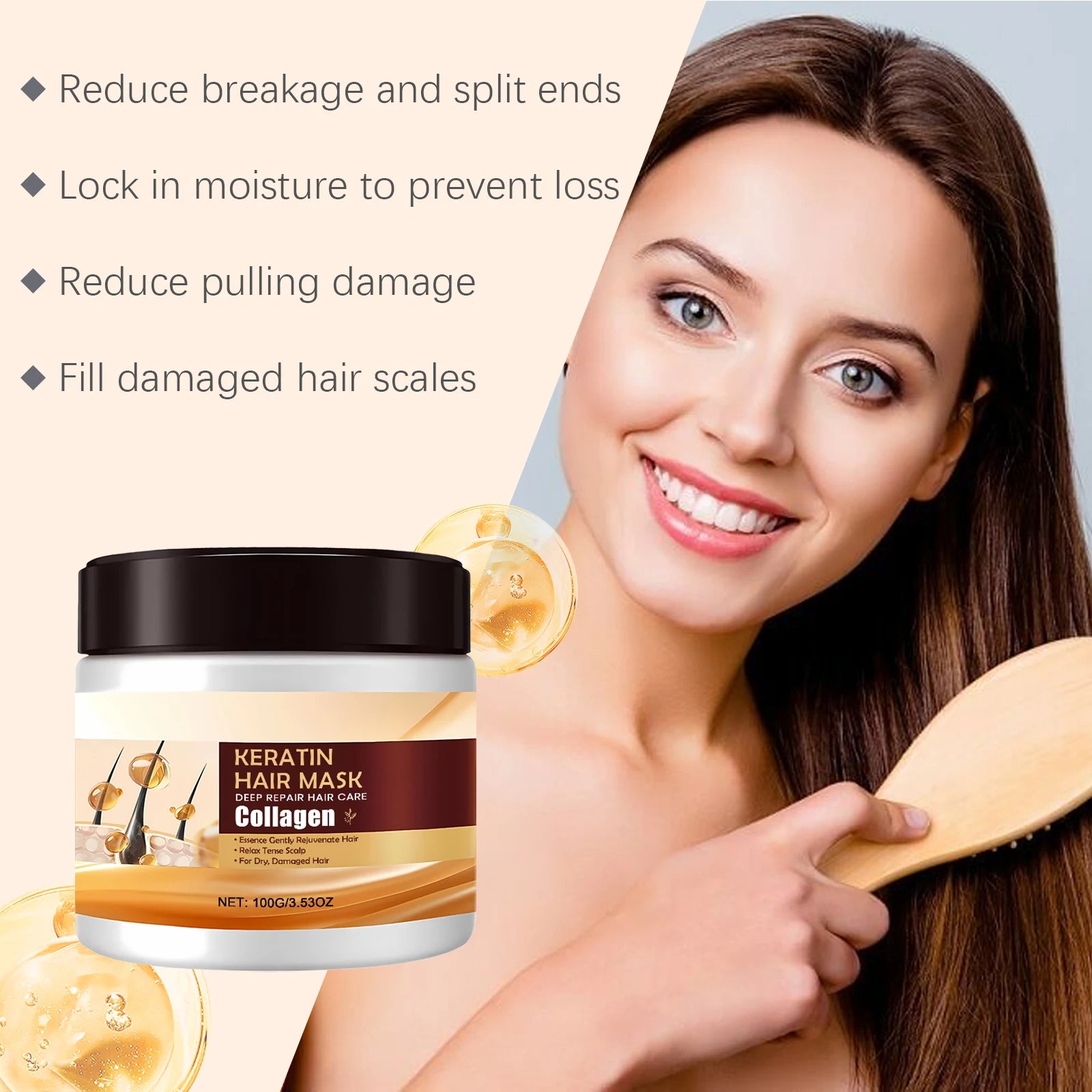100G Keratin Hair Mask Deep Moisturizing Repairing Damaged Hair Enhance Gloss Nourishing Scalp Smoothing Improve Frizzness Softening Hair Care Mask