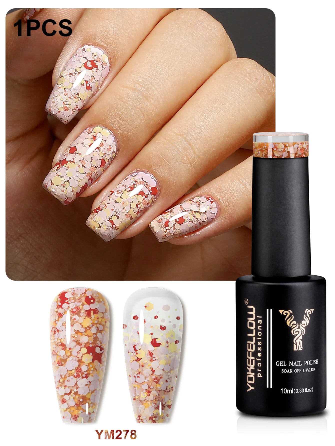 2024 New YOKEFELLOW 10ML Reflective Glitter Gel Nail Polish Soak Off UV Gel Varnish Colorful Nail Gel Polish For Manicure