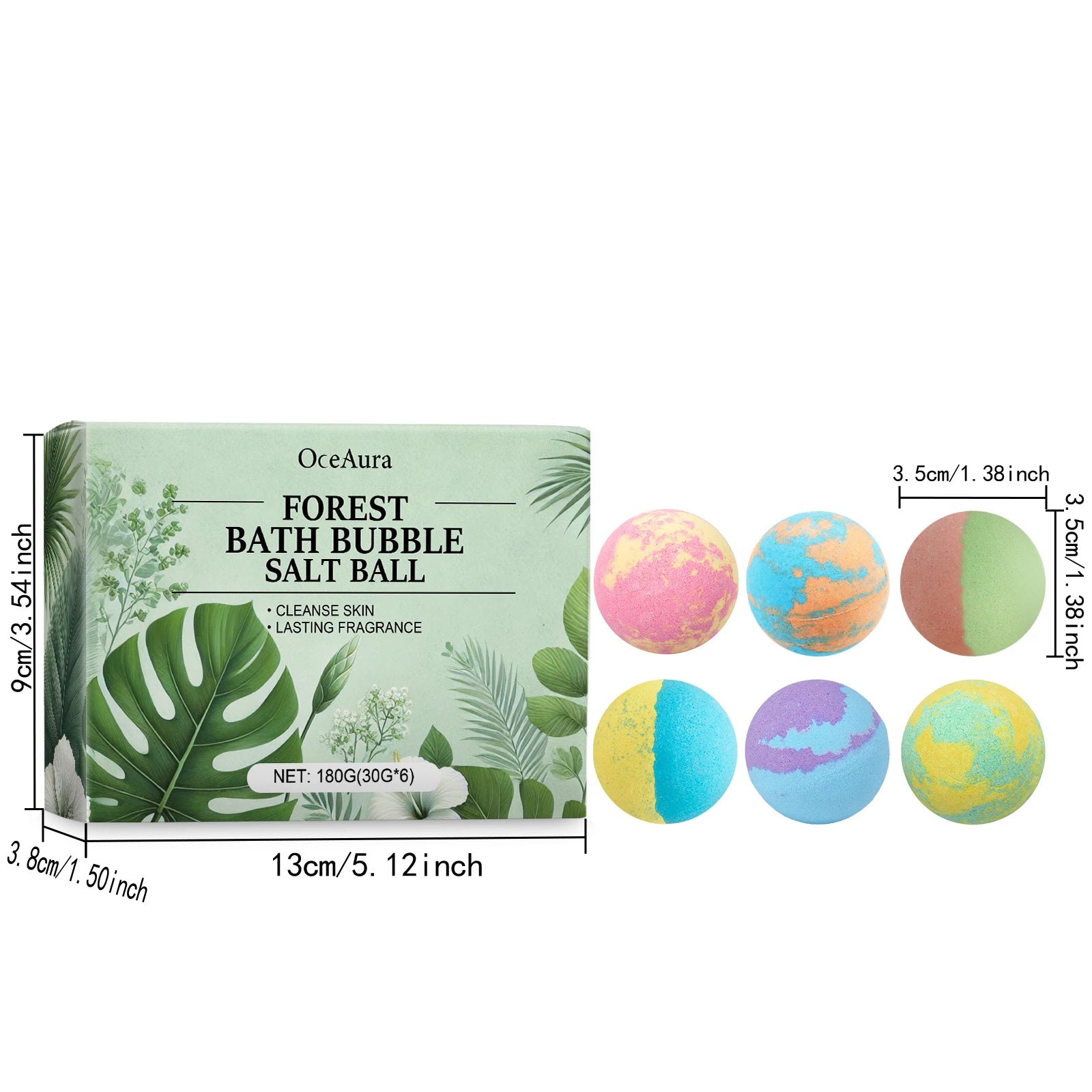 Oceaura 6pcs Aromatherapy Bath Bomb Ball Floral Scent Skin Smooth Relaxing Spa Bath Moisturize Stress Relief Bubble Shower Balls