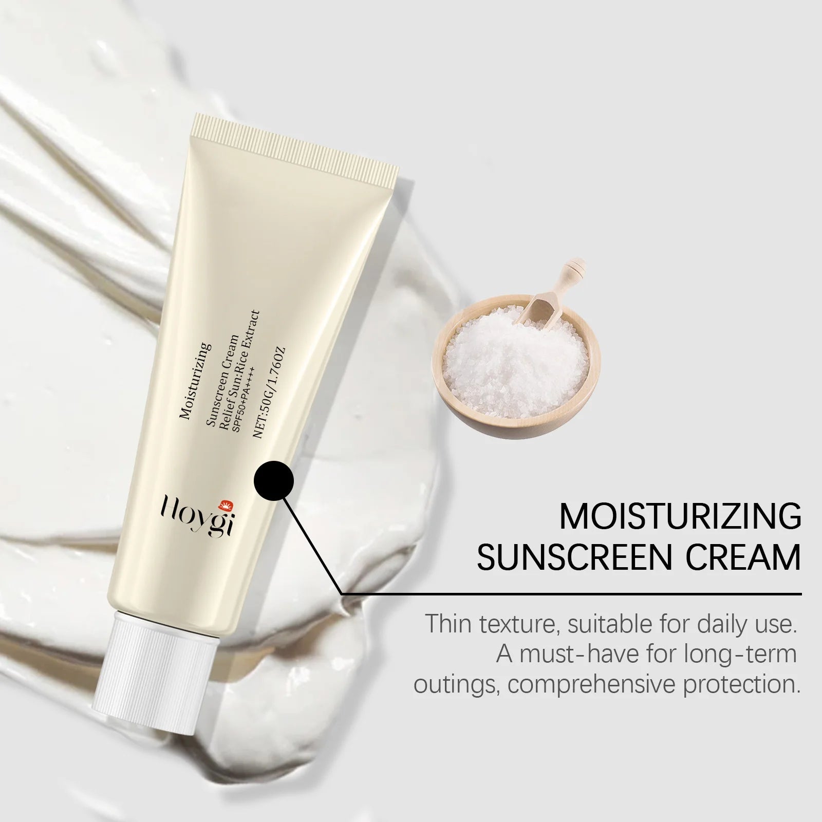 Hoygi Moisturize Sunscreen Cream Non-greasy Prevent UV Lasting Hydrating Soothing Smoothing Face Sunscreen Cream for Summer