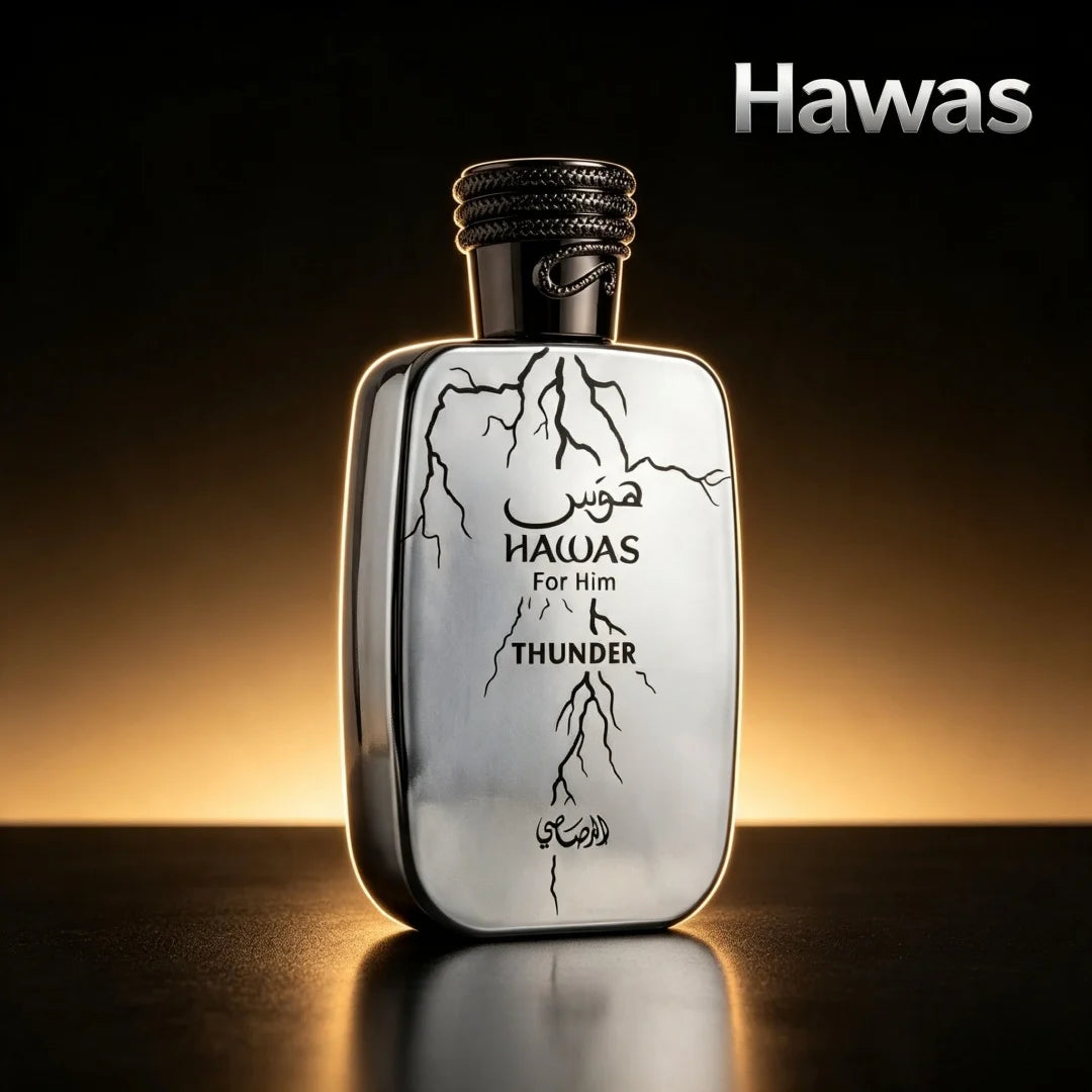 Hawas Thunder by Rasasi 100ml Men’s Perfume, Fresh Woody Spicy Scent for Office, Daily & All-Day Wear