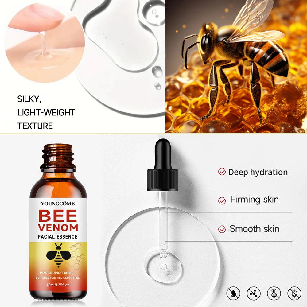 1/3/5pcs Bee Venom Facial Serum Face Essence Wrinkle Reduction Skin Tightening Natural Collagen Booster Hyaluronic Acid Essence