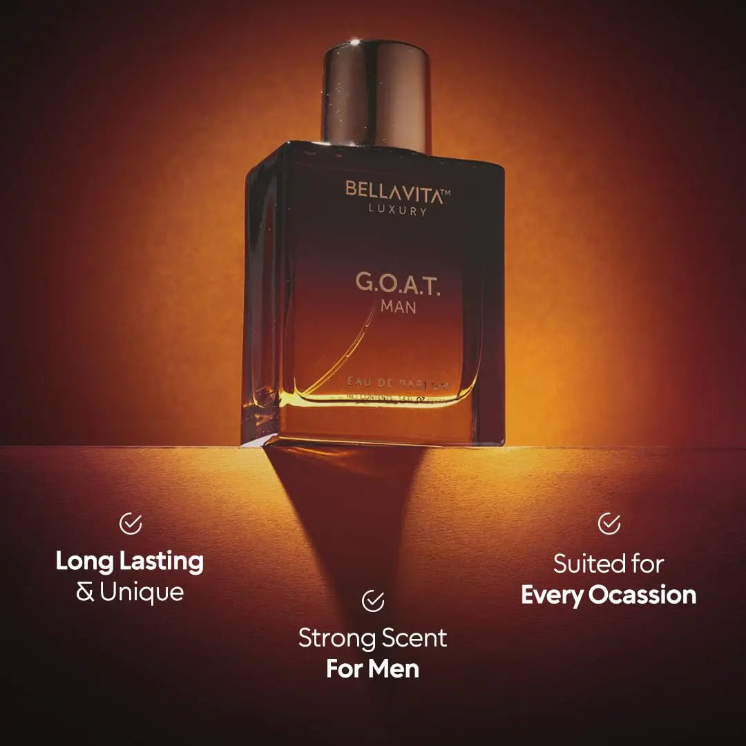Bellavita Luxury G.O.A.T. Eau de Parfum | 100 ml (3.4 fl.oz.) | Perfume for Men | Citrus, Bergamot, Patchouli, and Vetiver Notes | Long Lasting Men's Fragrance