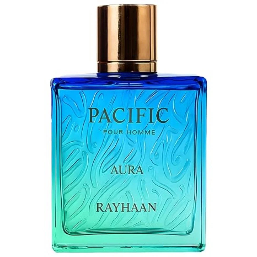 Pacific Aura by Rayhaan 100ml 3.4Oz EDP for Men, Aromatic Aquatic Cologne for Daily Wear, Summer Vacation & Beach Occasions