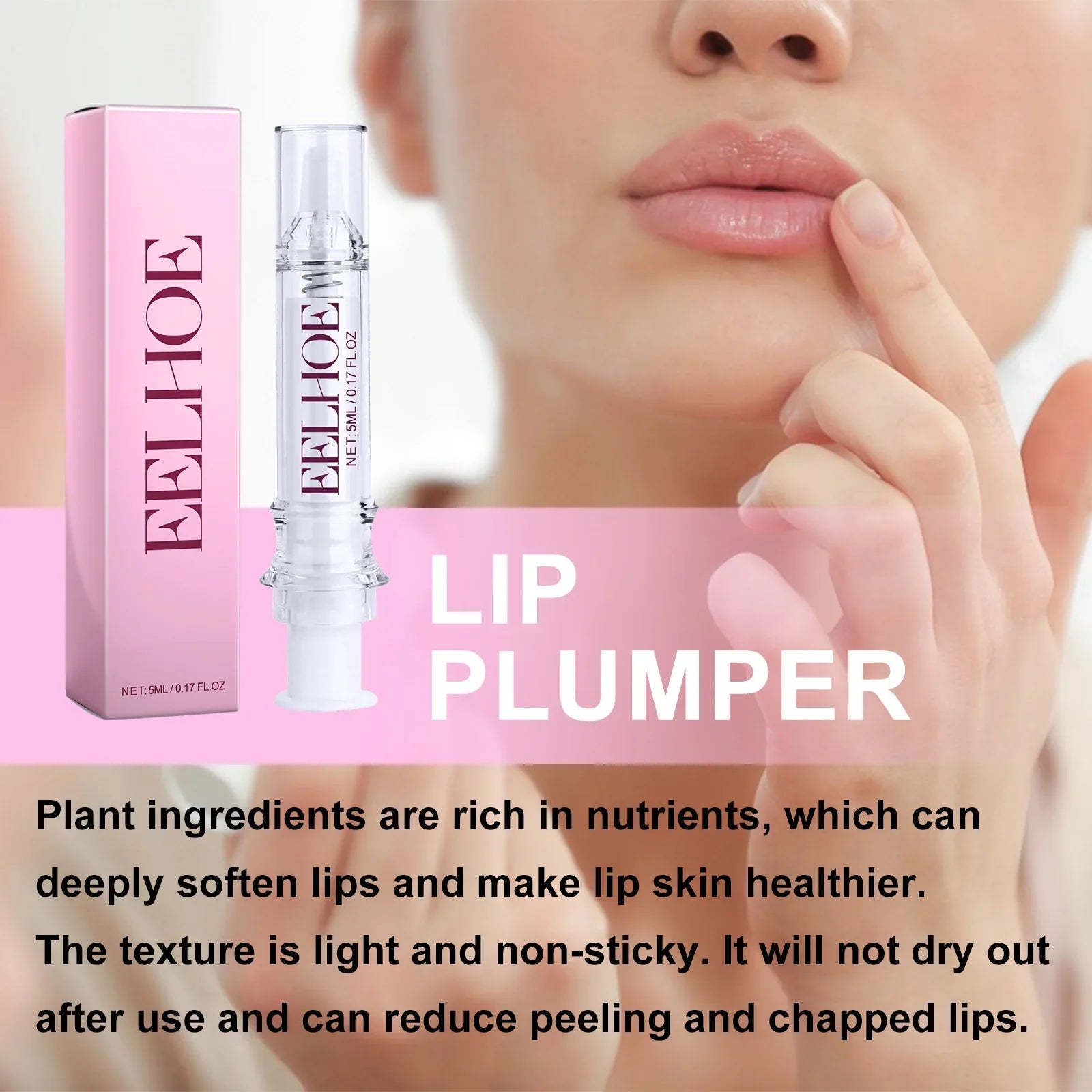 EELHOE Lip Plumper Gloss Oil Long Lasting Moisturizing Lip Repair Oil Instant Volume Lips Hydrating Treatments Plumper Serum 5ml