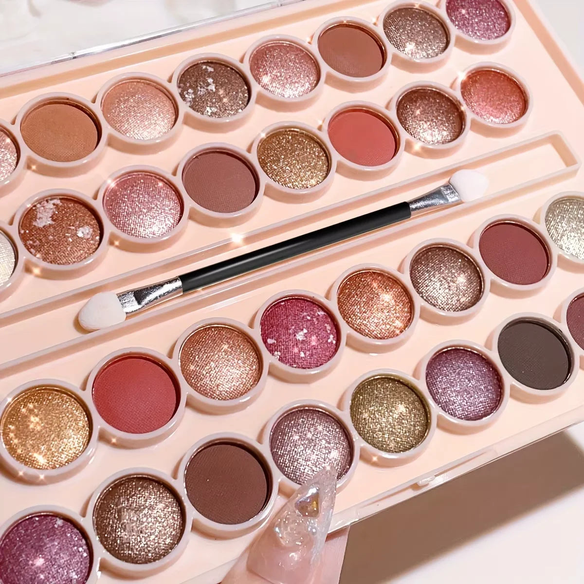 34-Colors Eyeshadow Palette with Brush Matte Shimmer & Glitter High Pigment Waterproof & Sweatproof for Festivals