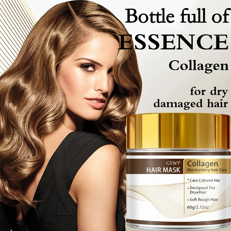GSWP Collagen Moroccan Hair Mask, Deeply Moisturizing, Suitable for Immediate Improvement of Dry, Curly, Broken Hair. 60/120g