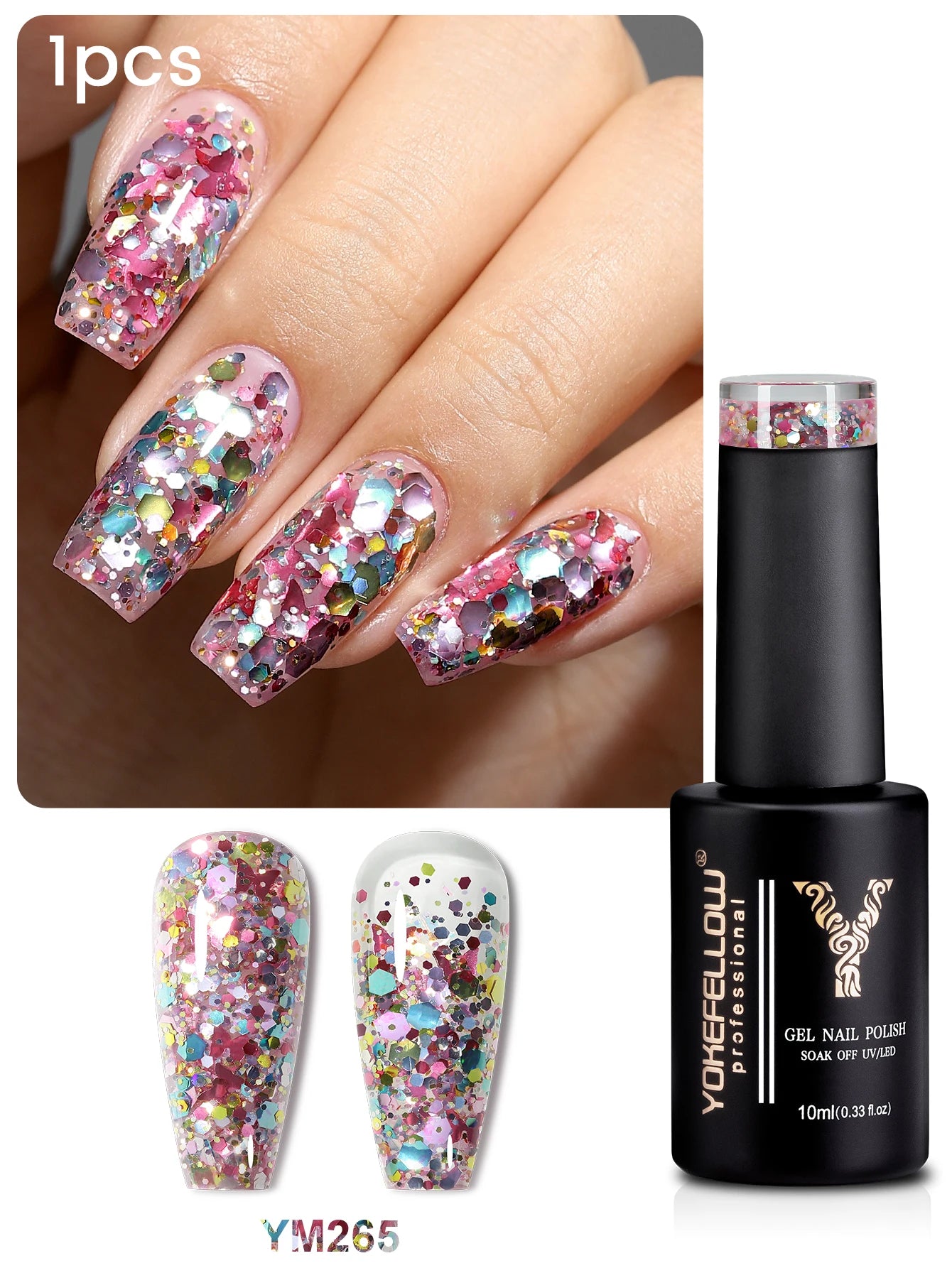 2024 New YOKEFELLOW 10ML Reflective Glitter Gel Nail Polish Soak Off UV Gel Varnish Colorful Nail Gel Polish For Manicure
