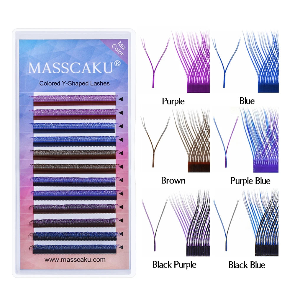 Hot Selling Masscaku 3D Effect Y Style Eyelashes Natural Soft Split Tips Premade Volume Lashes Premium Mink Lash Extensions