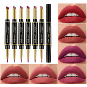 Rave Lady 2 IN 1 Matte Lipstick Lipliner Pencil 6 Color Christmas Gift Waterproof Lipstick Sexy Red Long Lasting Lipliner Makeup