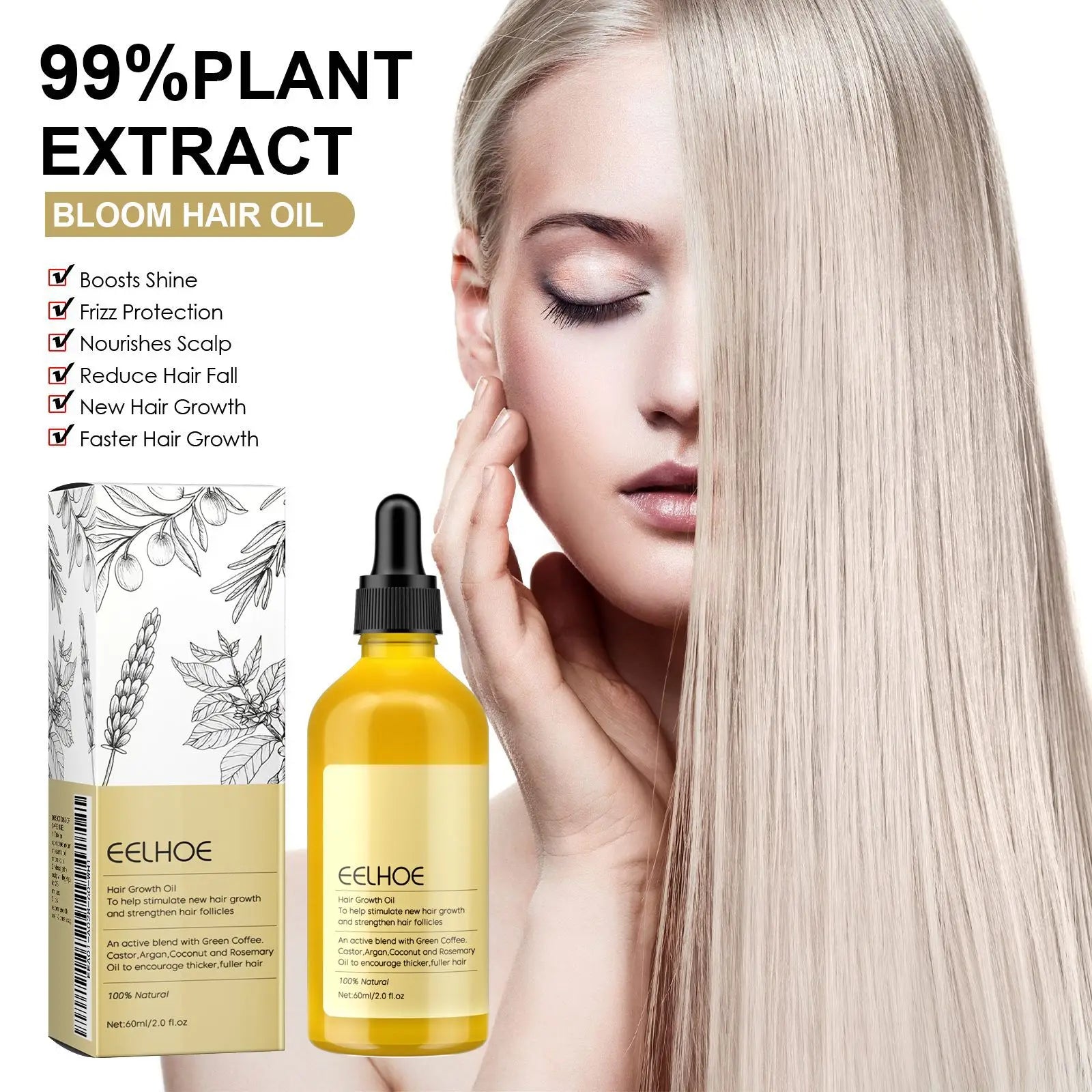 Eelhoe Rosemary Dense Hair Essential Oil Softens Prevent Hair Loss Smooth Repairing Hair Root Growth Nourishes Scalp Essence Oil