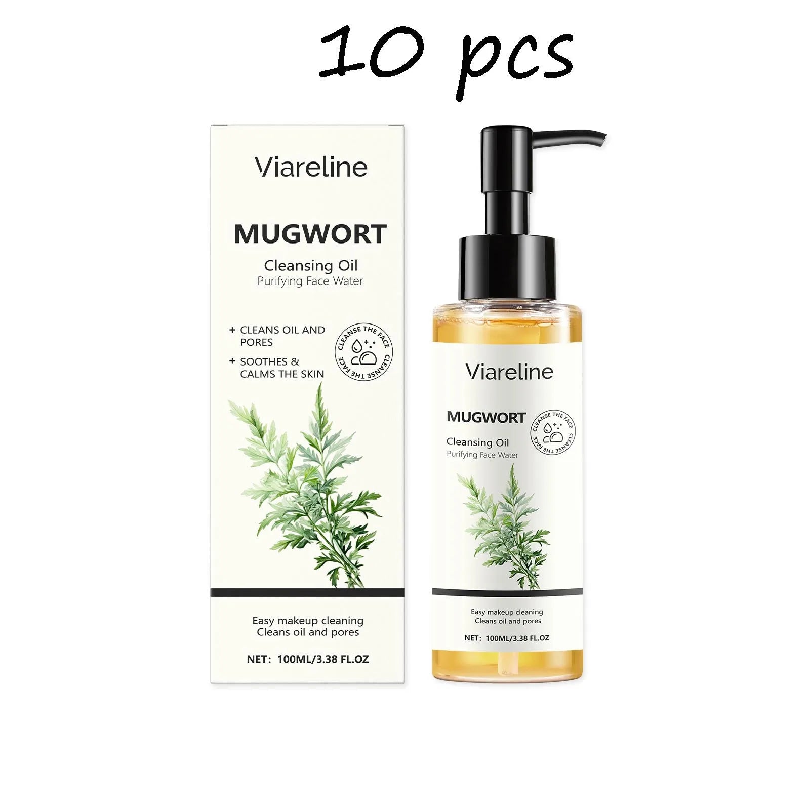 Viareline Mugwort Makeup Remove Face Cleaning Oil Non-irrtating Moisturizing Non-greasy Not Tight Glowing Soothing Face Cleaner