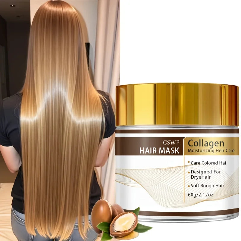 GSWP Collagen Moroccan Hair Mask, Deeply Moisturizing, Suitable for Immediate Improvement of Dry, Curly, Broken Hair. 60/120g