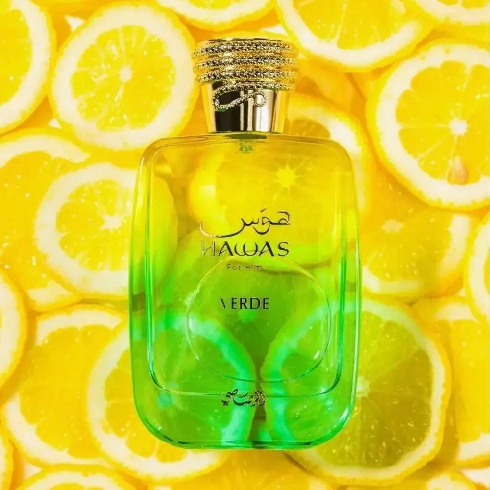 Rasasi Hawas Verde For Him Eau De Parfum 100ml 3.38oz, Fresh Citrus Aromatic Men Perfume, Long Lasting Arabian Fragrance For Daily Office Summer Wear