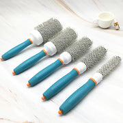 Professional Salon Hair Brush & Comb Set - Round Curly Hair Styling Tool with Rollers, Blue