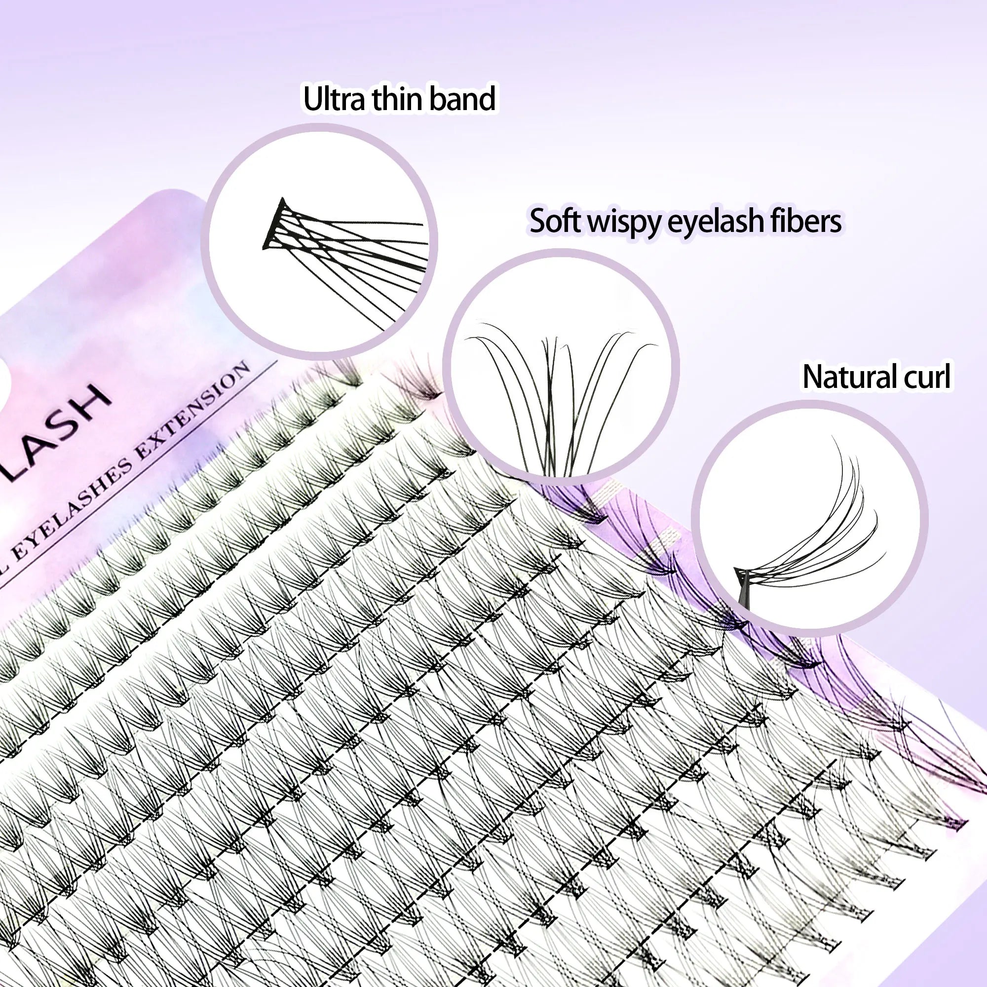 200 clusters of slim DIY eyelashes - C/D curl, 8-16mm single eyelashes, fluffy and natural, suitable for beginners
