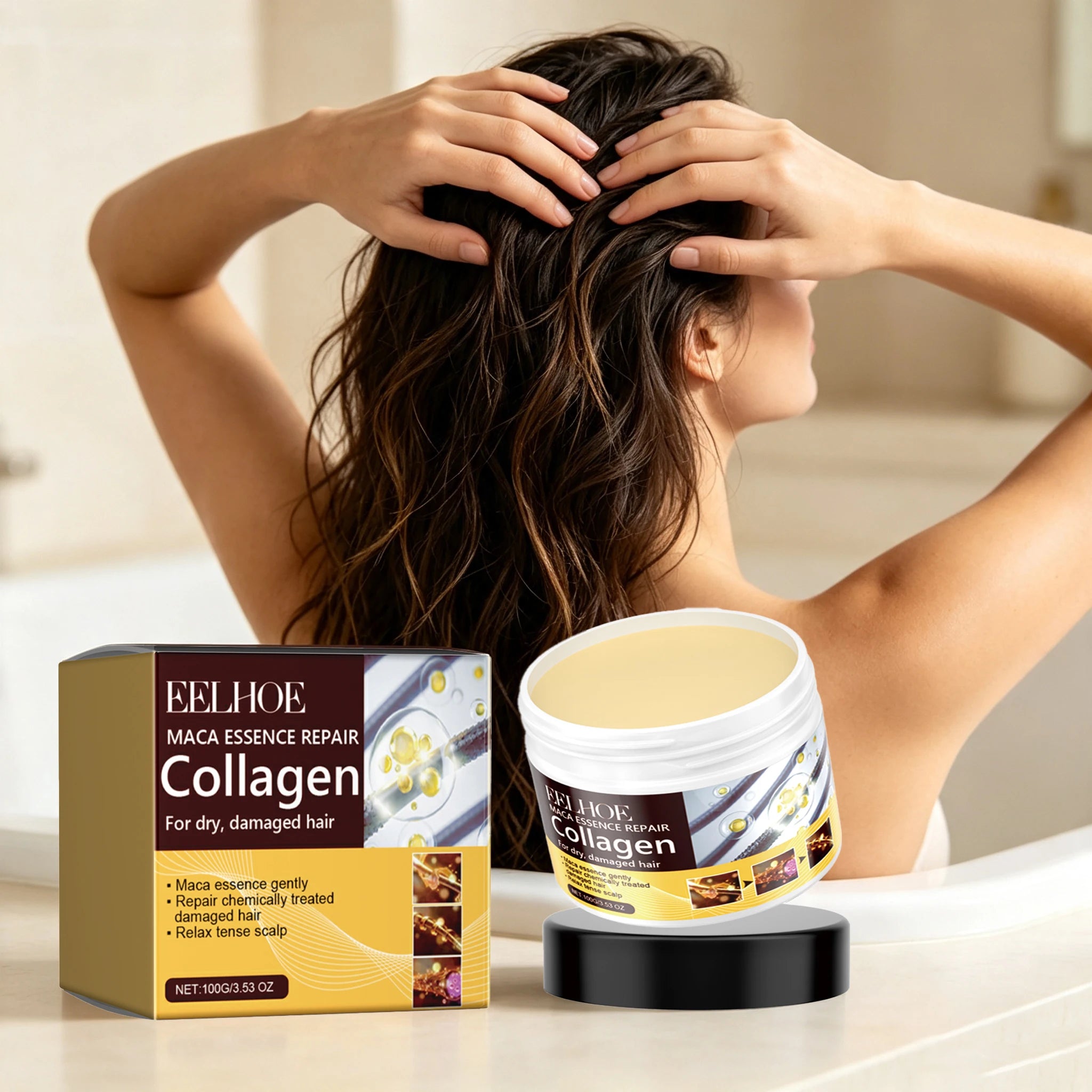 EELHOE Collagen Hair Mask Reduce Dryness Nourishing Repair Damaged Hair Restore Hair Shine Anti-frizzing Smooth Hair Care Mask