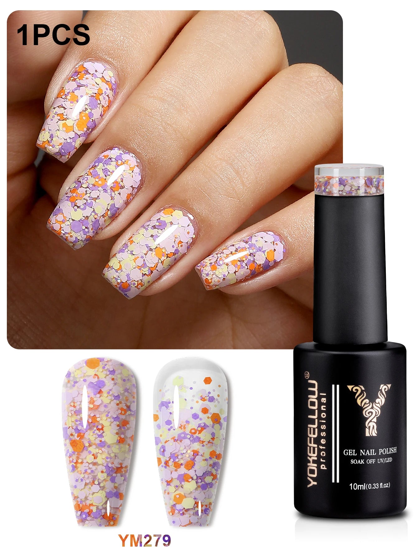 2024 New YOKEFELLOW 10ML Reflective Glitter Gel Nail Polish Soak Off UV Gel Varnish Colorful Nail Gel Polish For Manicure