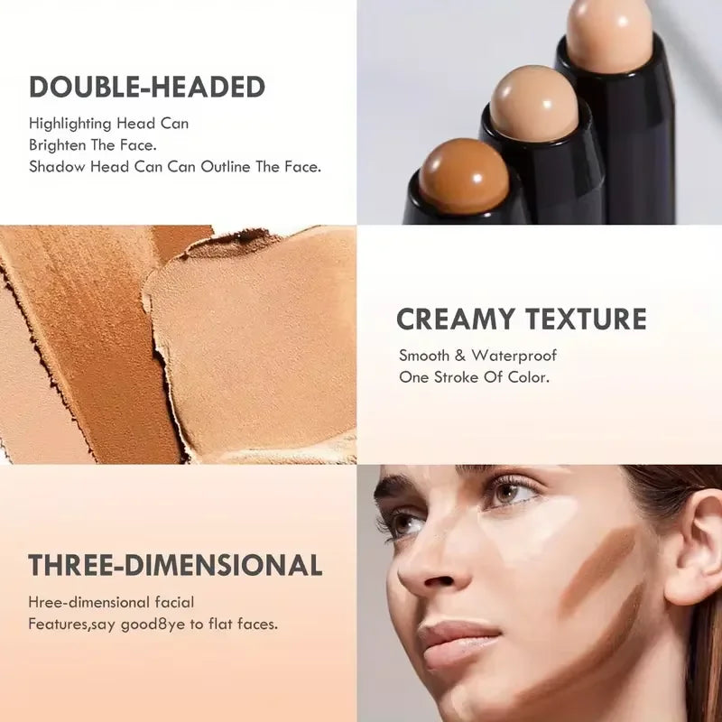 Double Head High-Light Pen Face Make Up Liquid Waterproof Contouring Foundation Contour Makeup Concealer Stick Pencil Durable
