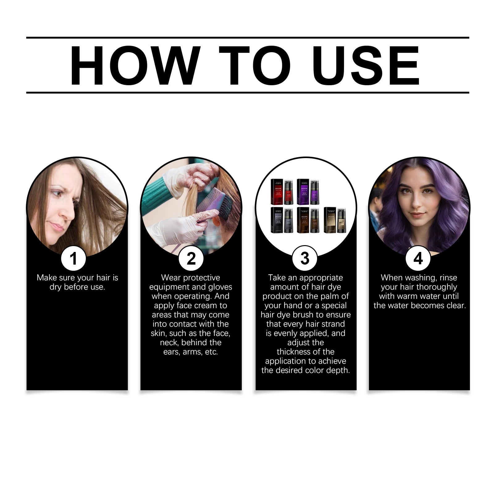 EELHOE Instant Hair Dyeing Shampoo Strengthening Lasting Effect Easy Coloring Nourish Scalp Non-irritating Cover Gray White Hair