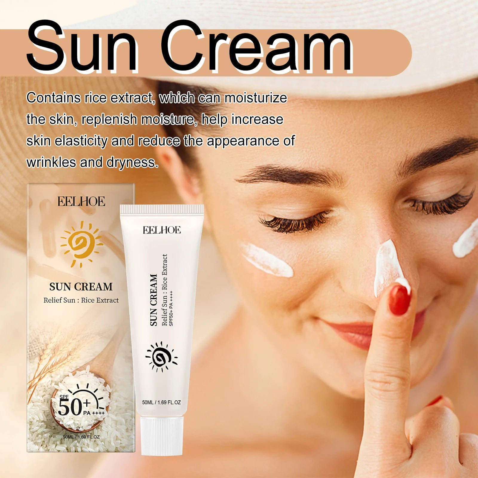Sunscreen Spf 50+ Uv Shield Reduce Dryness Sunburn Repair Firming Skin Refreshing Oil Control Hydrate Brighten Sun Block Cream