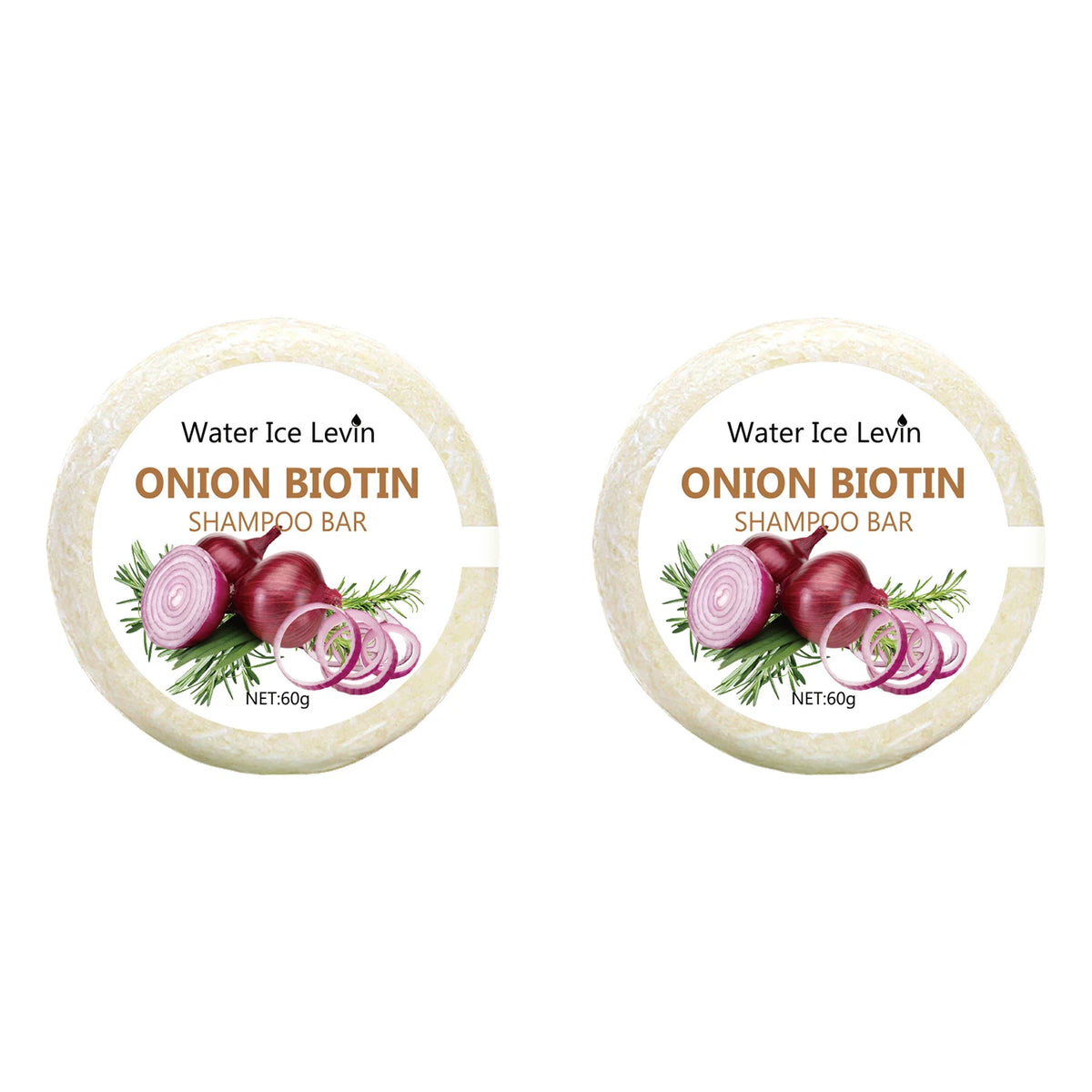 Onion & Biotin Shampoo Bar - 60g, Suitable for All Hair Types, Moisturizing and Smoothing, Rich in Rosemary Extract