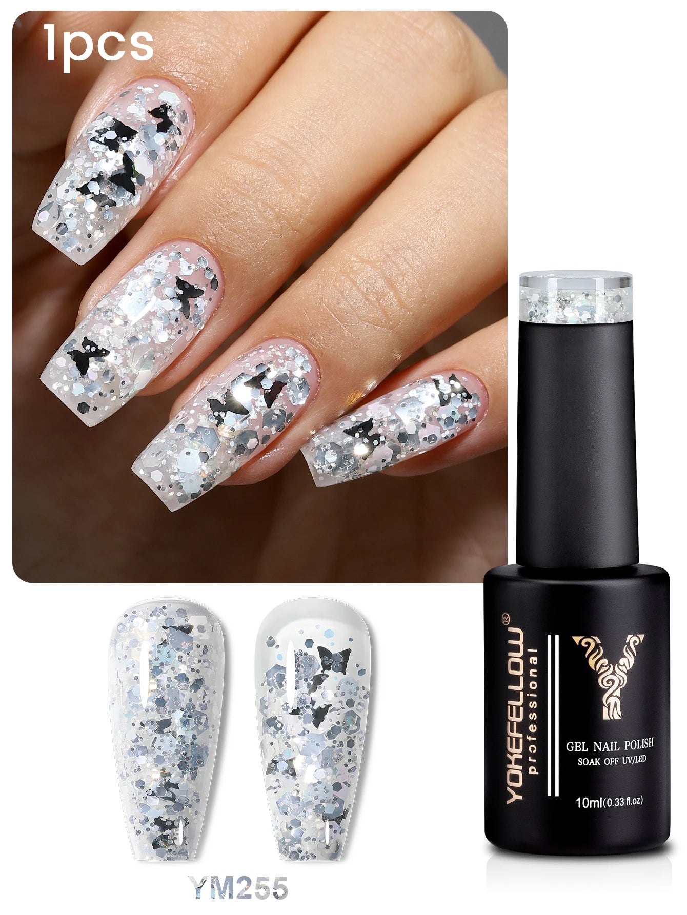 2024 New YOKEFELLOW 10ML Reflective Glitter Gel Nail Polish Soak Off UV Gel Varnish Colorful Nail Gel Polish For Manicure