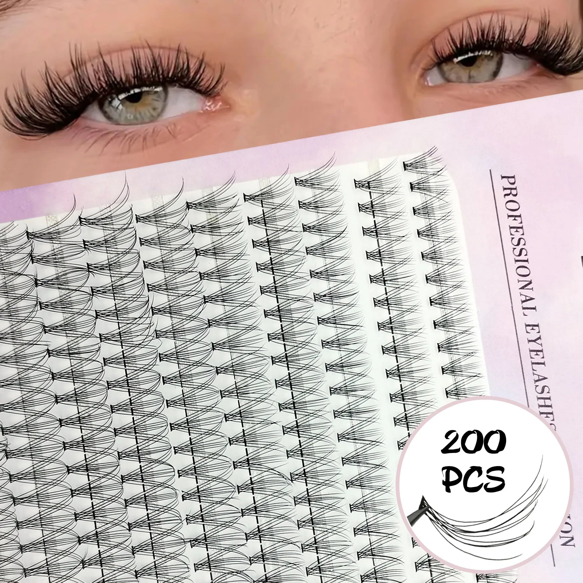 200 clusters of slim DIY eyelashes - C/D curl, 8-16mm single eyelashes, fluffy and natural, suitable for beginners
