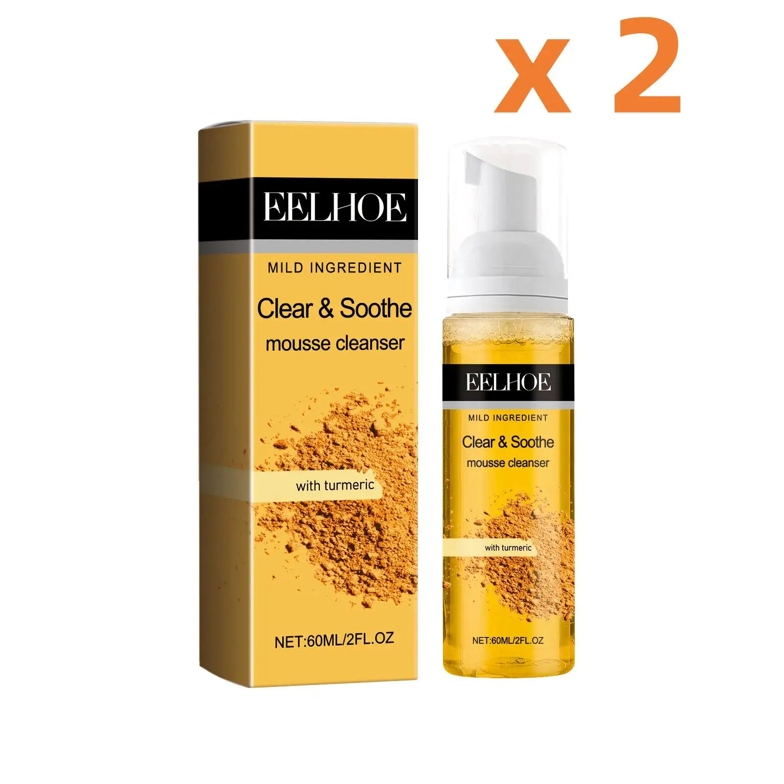 Turmeric Mousse Cleanser Face Cleaning Shrink Pores Oil Control Dull Skin Brightening Hydrated Facial Contour Foaming Cleanser