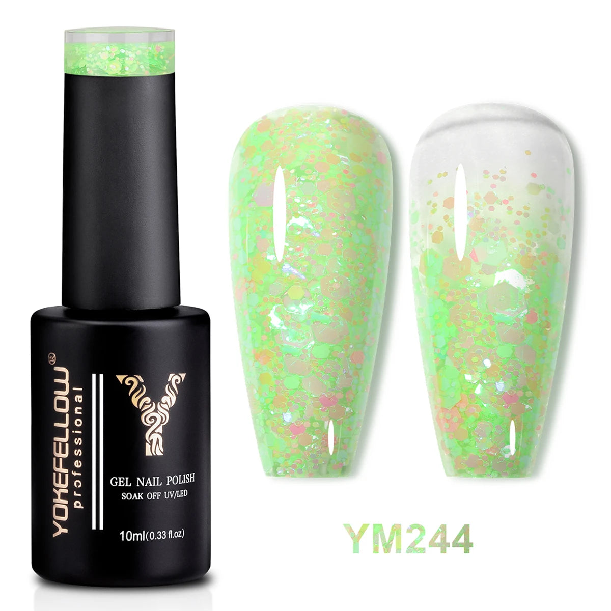 2024 New YOKEFELLOW 10ML Reflective Glitter Gel Nail Polish Soak Off UV Gel Varnish Colorful Nail Gel Polish For Manicure