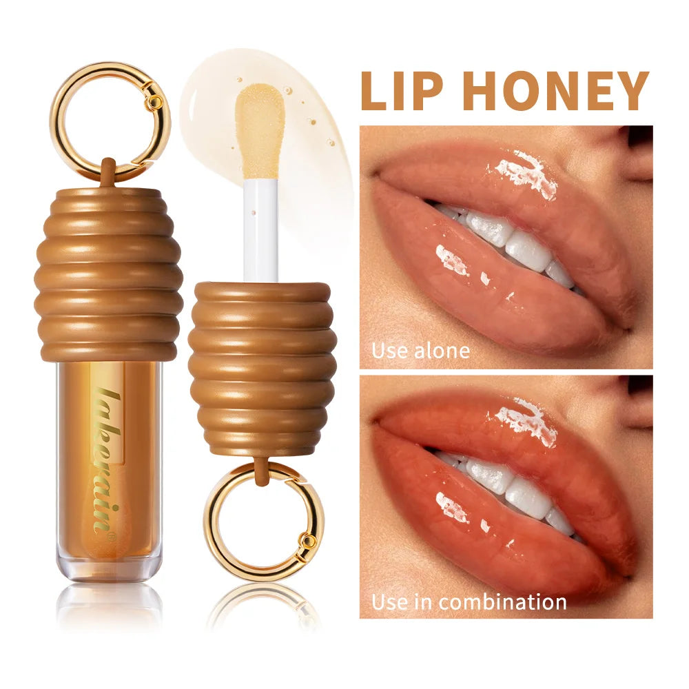 Lip Honey Lip Oil Lip Plumper Hydration Long Lasting Moisturizing Smooth Nourishing Non Sticky Bag Clip Ring Cosmetics Lip Balm