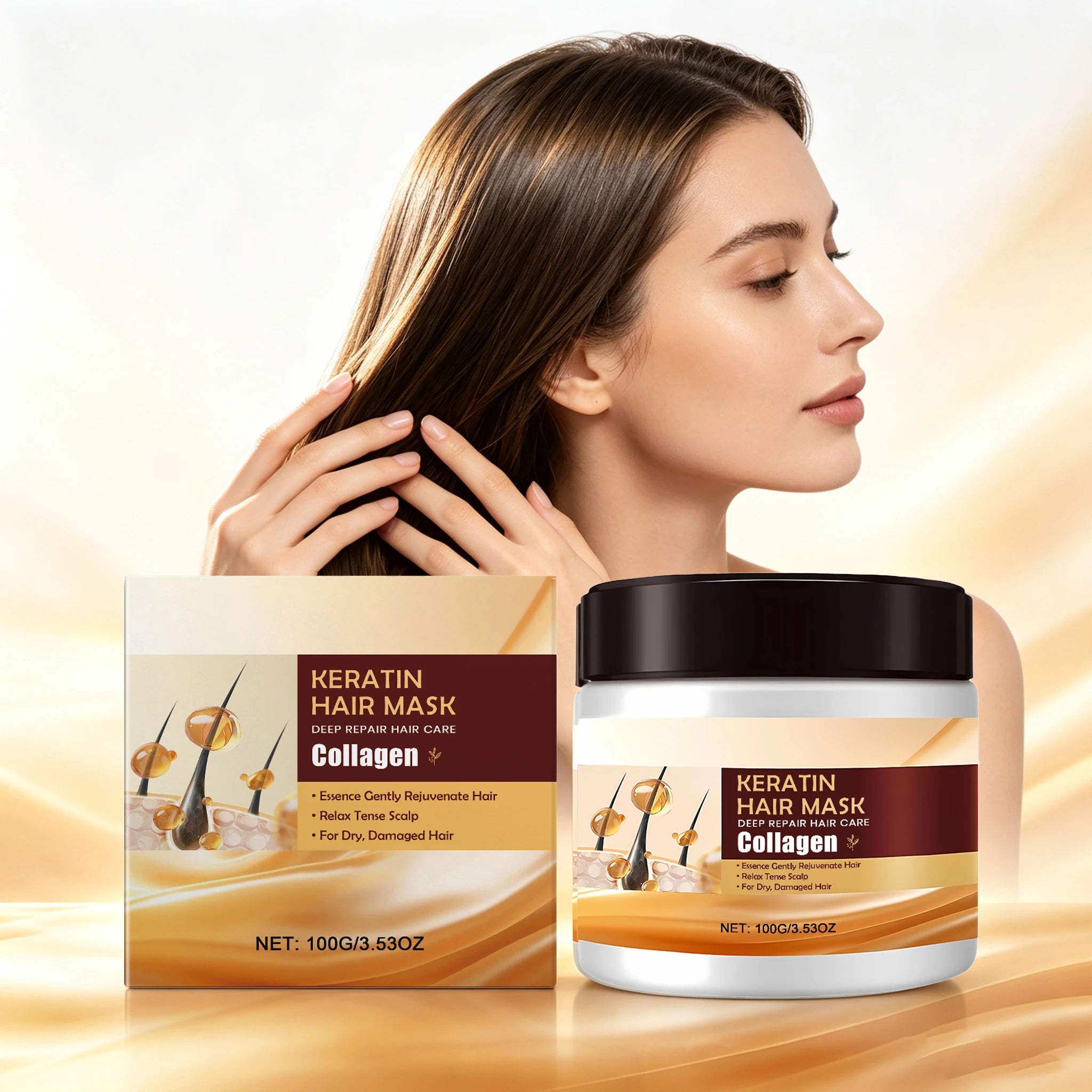 100G Keratin Hair Mask Deep Moisturizing Repairing Damaged Hair Enhance Gloss Nourishing Scalp Smoothing Improve Frizzness Softening Hair Care Mask