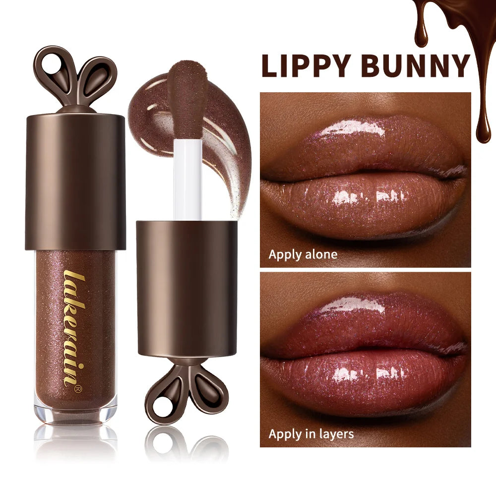 Long lasting Moisturizing Lip Gloss with Bunny Keychain Lip Stain LIPPY BUNNY Plump Lips Chocolate Glow Cosmetics Makeup