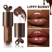 Long lasting Moisturizing Lip Gloss with Bunny Keychain Lip Stain LIPPY BUNNY Plump Lips Chocolate Glow Cosmetics Makeup
