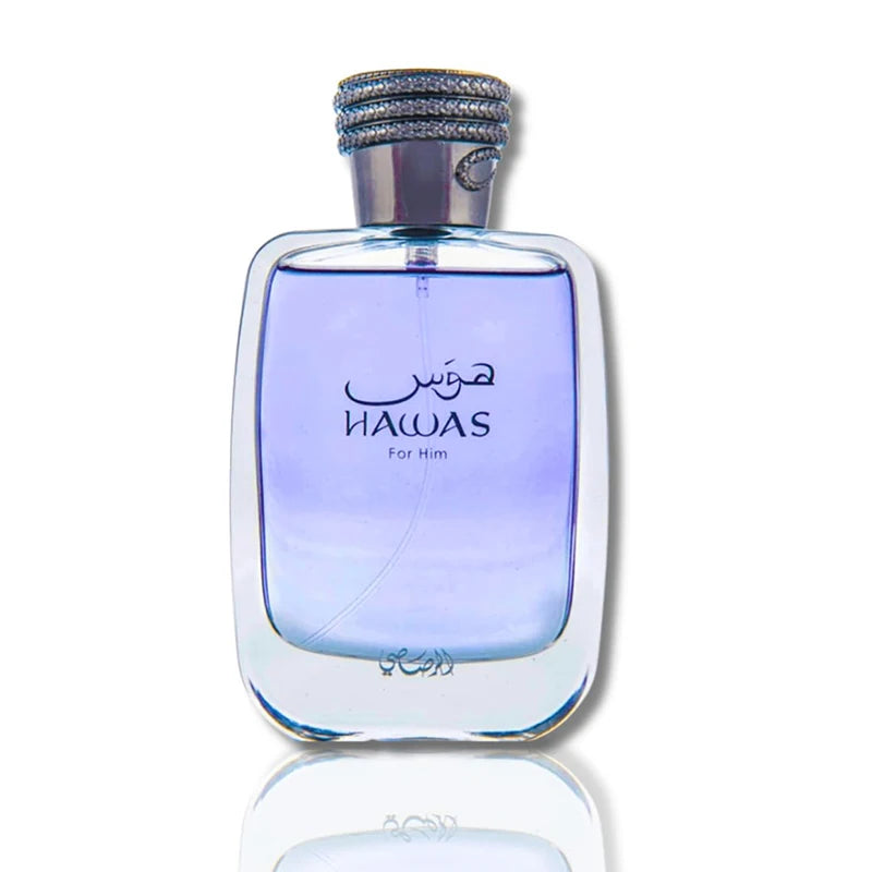 Rasasi Hawas Eau de Parfum Spray for Men – Invigorating Fresh Aquatic & Fruity Scent, Bergamot, Apple, Cinnamon & Musk, Long-Lasting Premium Arabian Fragrance, Perfect Gift, 3.4 fl oz / 100 ml