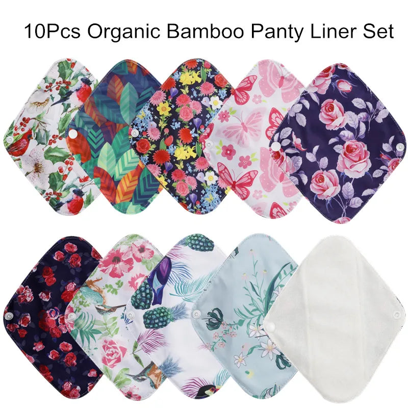 10pcs Health Feminine Hygiene bamboo Panty Liner Reusable Waterproof Bamboo Material Menstrual Cloth Sanitary Pads