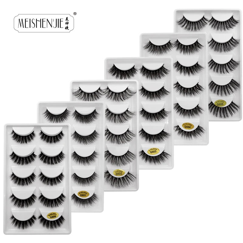 3/5 Pairs Fluffy Mink Eyelashes Thick 3d Lashes False Eyelashes Dramatic Wispy Flared Eyelash Makeup Eyelash Extension G600