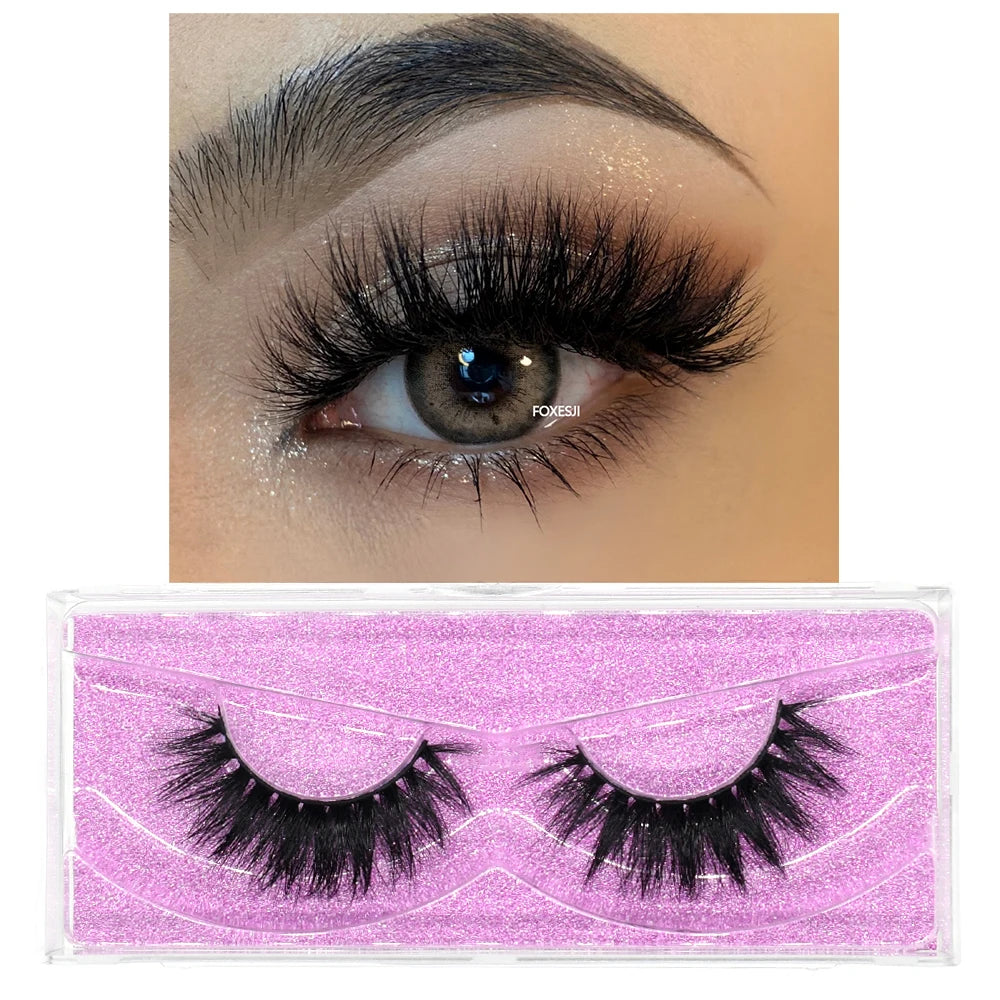 FOXESJI Makeup Eyelashes 3D Mink Lashes Natural Long Lasting Wispy Soft Eyelash Extension Fluffy Eye Lashes Mink False Eyelashes