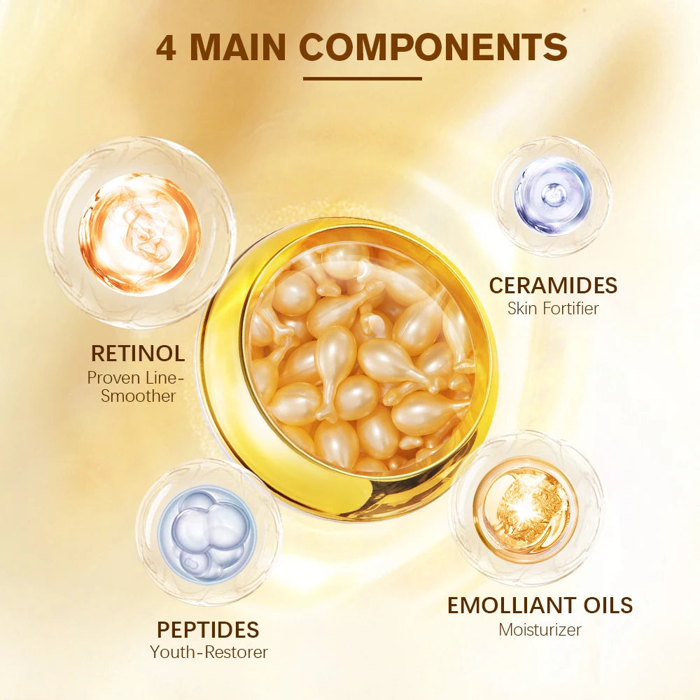 Retinol Capsule Essence Facial Brighten Serum Moisturizing Nourishing Anti-Wrinkle Vitamin E Face Serum Hyaluronic Acid Skincare