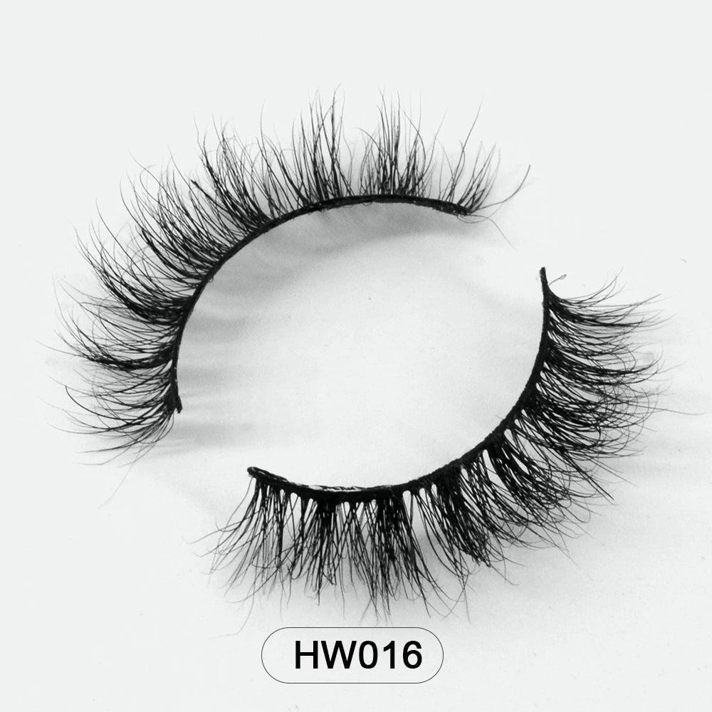 HZJY Dropshipping 10-15mm 3D Real Mink Handmade Crossing Lashes Individual Strip Thick Lash Fake Eyelashes with free paper boxes