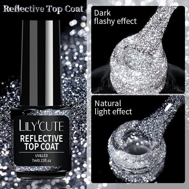 LILYCUTE 7ml 9D Black Crystal Cat Magnetic Gel Nail Polish Laser Silver Glitter Semi Permanent Manicure For Nail Art Gel Varnish