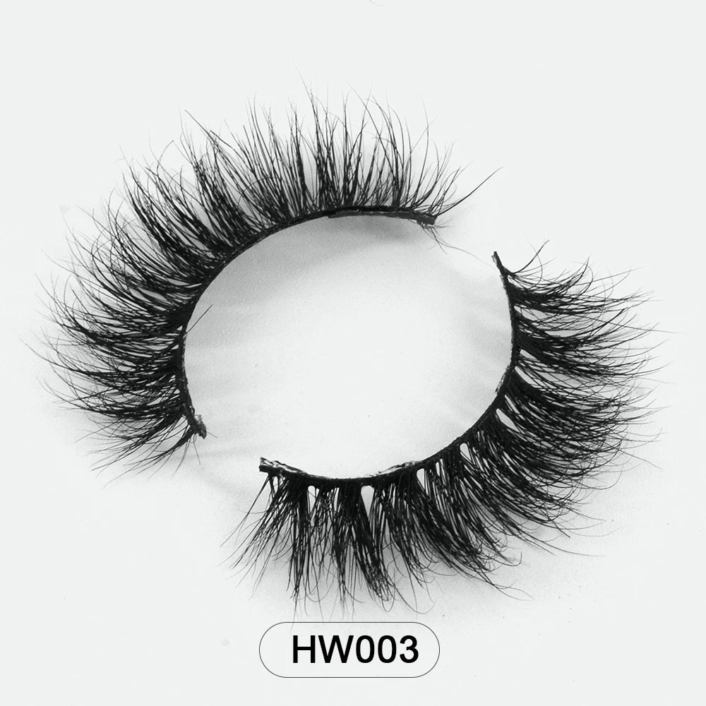 HZJY Dropshipping 10-15mm 3D Real Mink Handmade Crossing Lashes Individual Strip Thick Lash Fake Eyelashes with free paper boxes