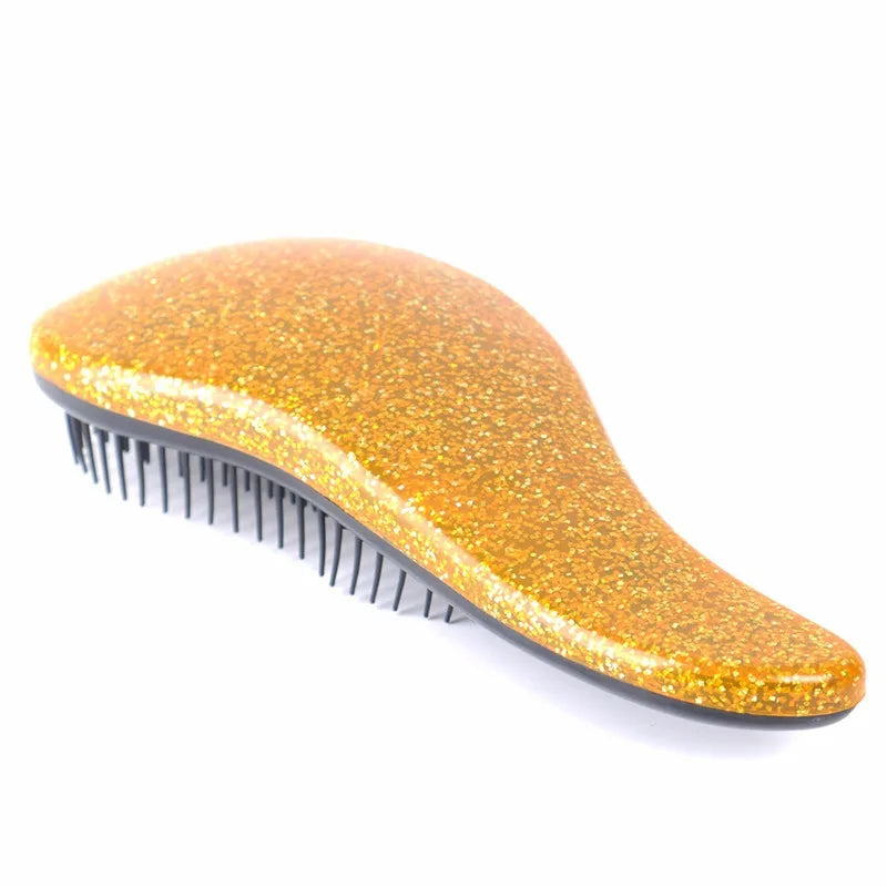 Magic Anti-static Hair Brush Handle Tangle Detangling Comb Shower Electroplate Massage Comb Salon Hair Styling Tool