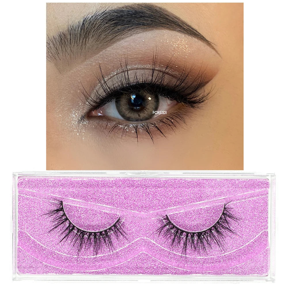 FOXESJI Makeup Eyelashes 3D Mink Lashes Natural Long Lasting Wispy Soft Eyelash Extension Fluffy Eye Lashes Mink False Eyelashes