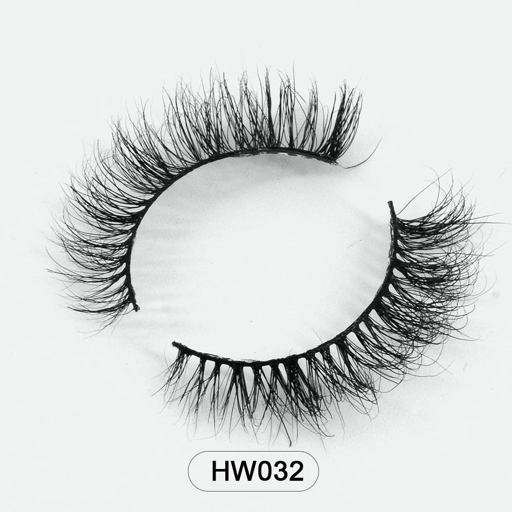 HZJY Dropshipping 10-15mm 3D Real Mink Handmade Crossing Lashes Individual Strip Thick Lash Fake Eyelashes with free paper boxes
