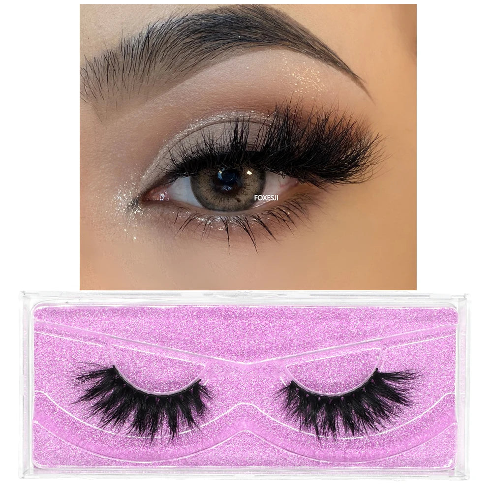 FOXESJI Makeup Eyelashes 3D Mink Lashes Natural Long Lasting Wispy Soft Eyelash Extension Fluffy Eye Lashes Mink False Eyelashes