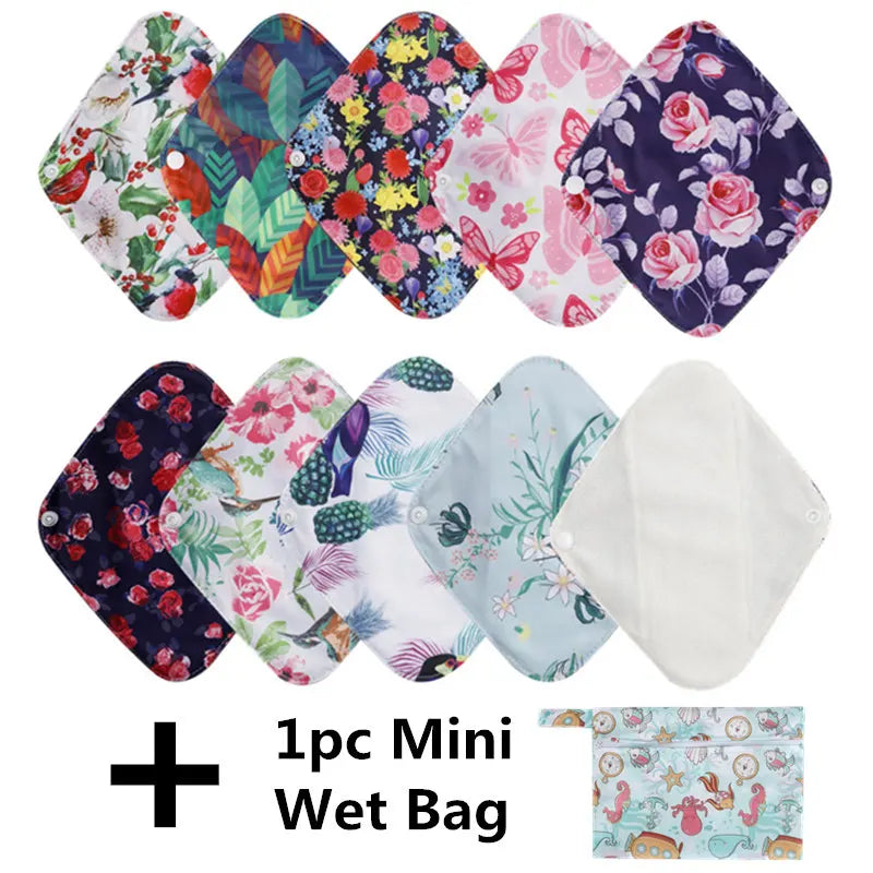10pcs Reusable Waterproof Bamboo Fiber Pads Menstrual Cloth Sanitary Pads Feminine Maternity Hygiene Panty Liner