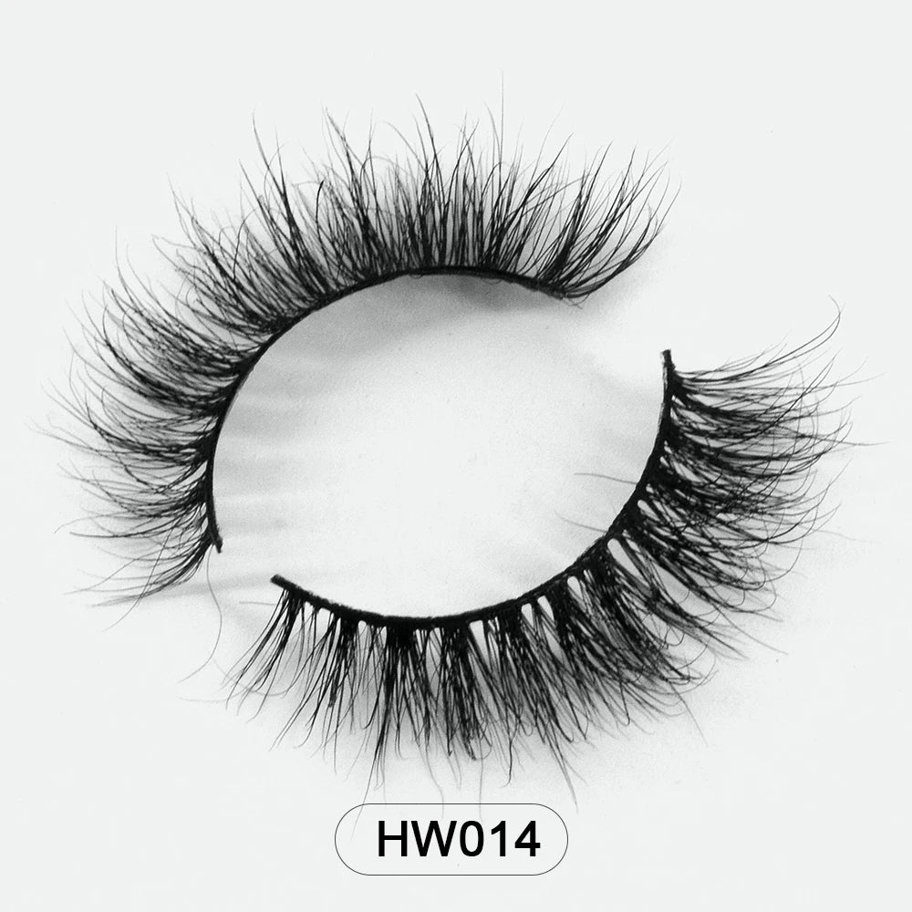 HZJY Dropshipping 10-15mm 3D Real Mink Handmade Crossing Lashes Individual Strip Thick Lash Fake Eyelashes with free paper boxes